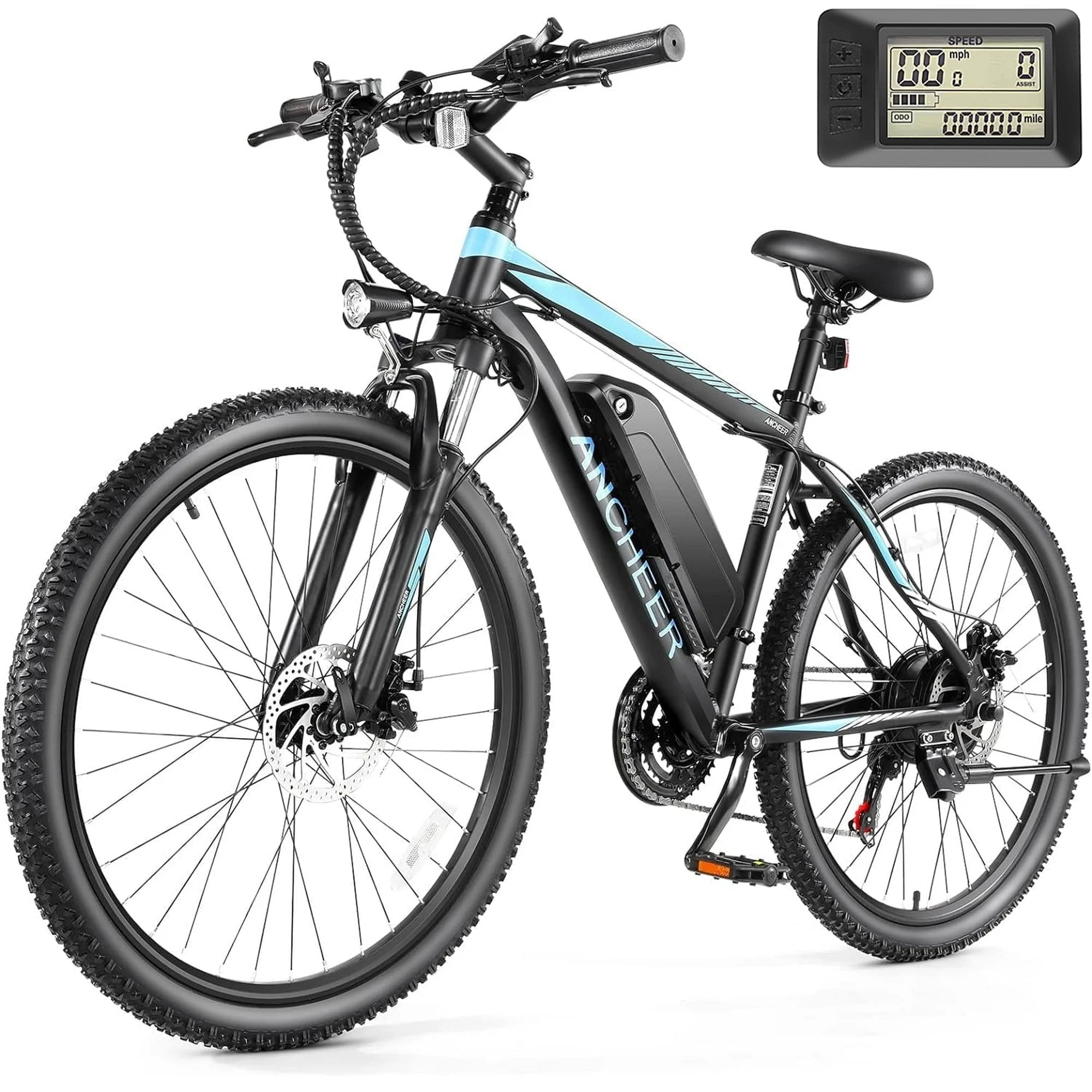 ANCHEER Electric Bike ,26 Electric Bike for Adults Electric Bicycles, 500W Electric Mountain Bike, 48V Commuter Ebike 48V Battery Ebike UL 2849, Lockable Suspension Fork, Shimano 21 Speed Electric Bikes