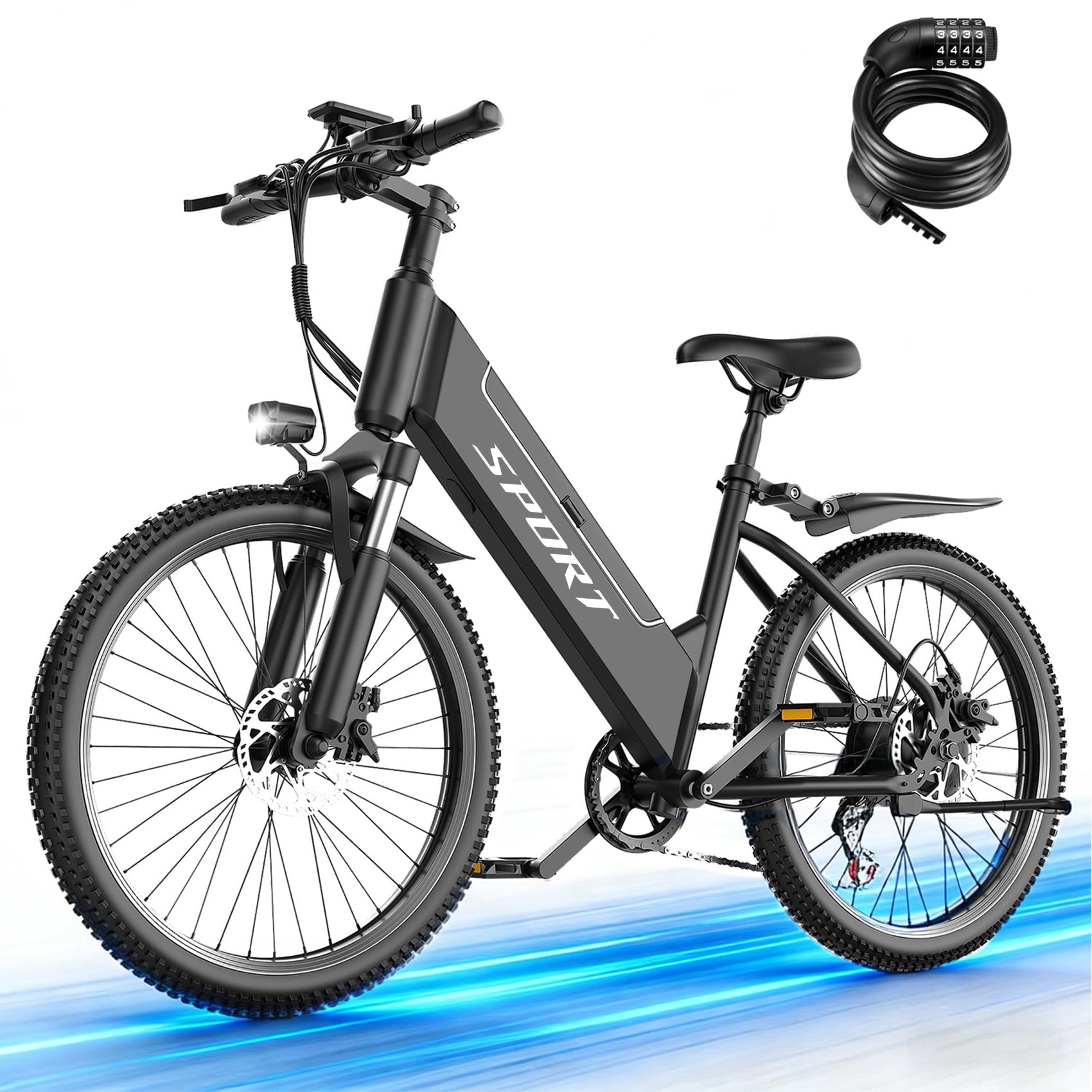 AZHAR Electric Bike for Adults, 26 Electric Mountain Bike, 750W Power Motor, Up to 20 MPH 45 Miles, Electric Bicycle with 48V 10AH Removable Battery, UL 2849 Electric Bikes