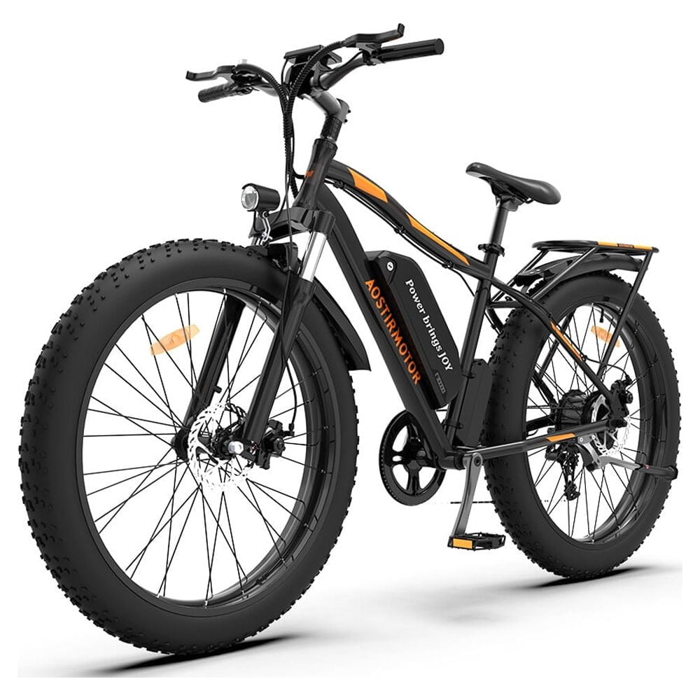 Aostirmotor Electric Mountain Bike, 48V 13AH Removable Lithium Battery 749W Ebike with Rack, 26 4.0 inch Fat Tire Bike, Electric Bicycle for Adults UL2849 (Black) Electric Bikes