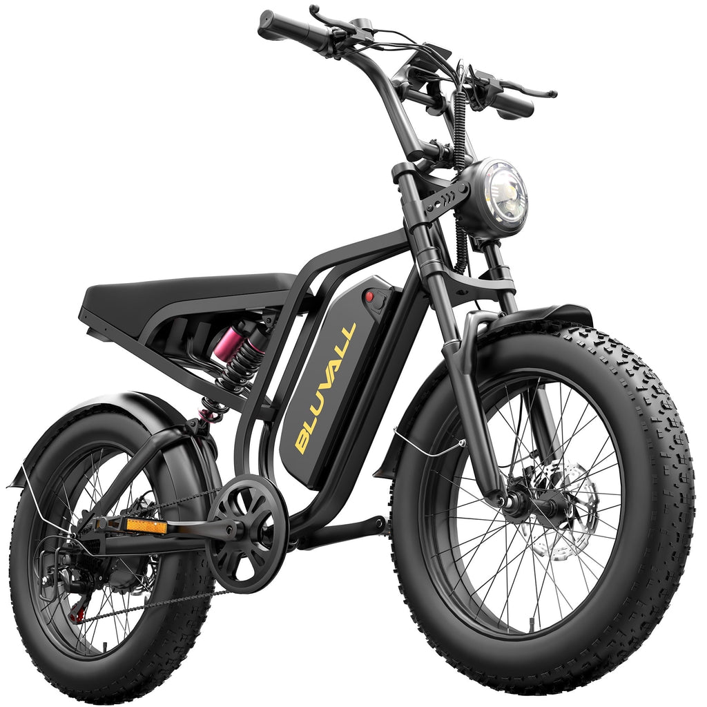 Bluvall SU8 Electric Bike, Peak 1000W 31MPH, 48V 16Ah Ebike for Adults, 20 Fat Tire E-Mountain Bikes, Full Suspension UL2849 Electric Bikes