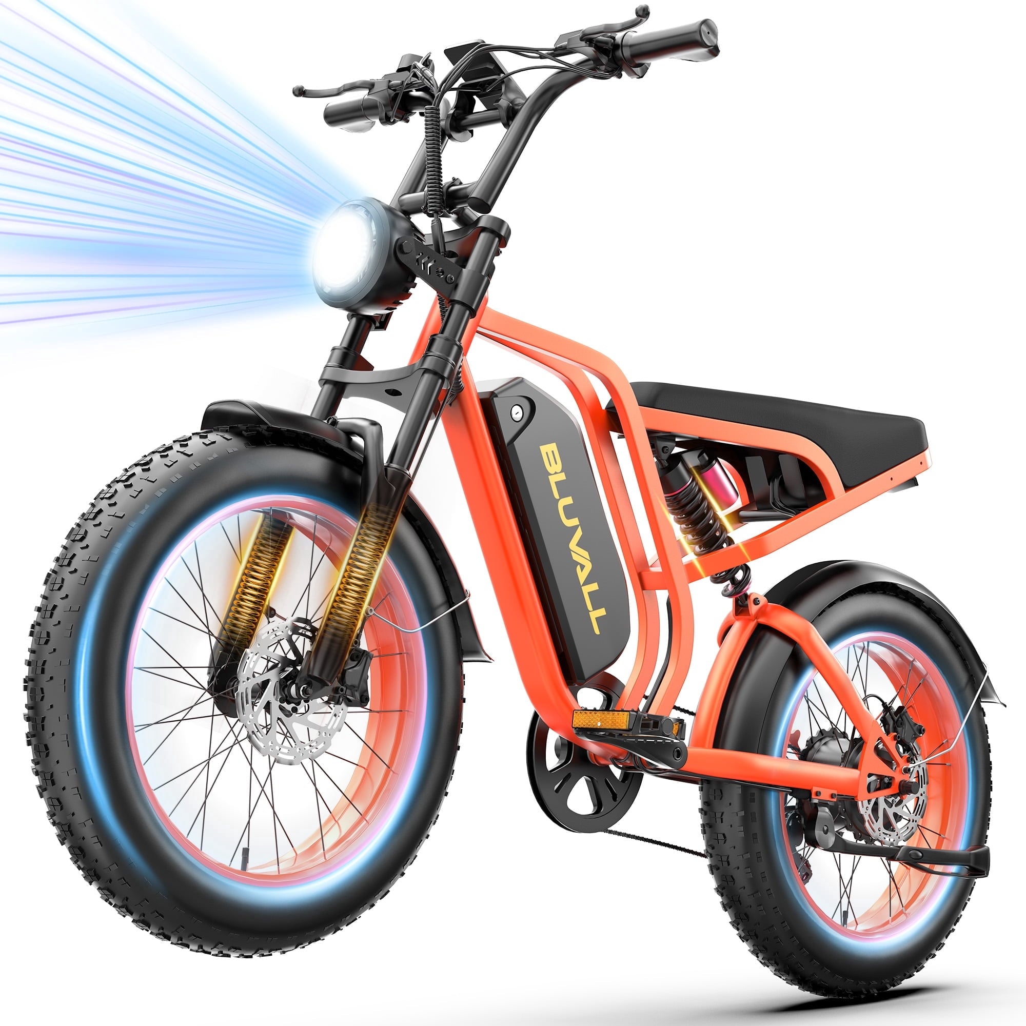Bluvall 20'' Fat Tire Electric Mountain Bike for Adults,Peak 1000W 48V 16Ah,31MPH High-Speed,All-Terrain E-Bike with Full Suspension for Trail & Off-Road Riding UL2849 Electric Bikes