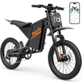 Bopzin Electric Dirt Bike for Adults, App&Anti-Theft, 60V 25Ah Up to 100 Miles, Peak 3000W 20x3.0 Fat Tire Electric Bike,Tested Under UL2849 Electric Bikes