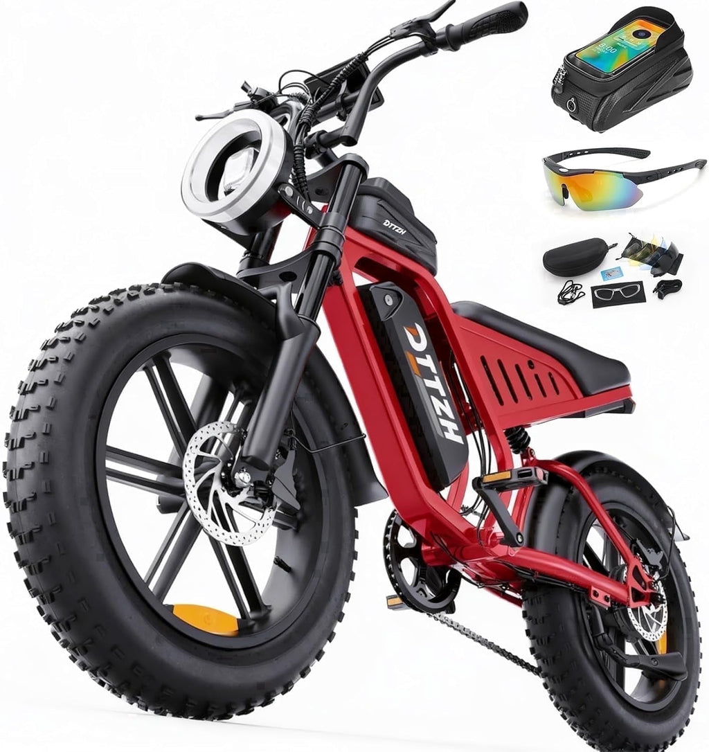 DTTZH F6 Electric Bike for Adults, 1500W Peak Motor, 33MPH & 60 Miles, Electric Mountain Bike, 20 x 4 Fat Tire Off-Road Ebike, 48V/15.6Ah UL2849 Electric Bikes