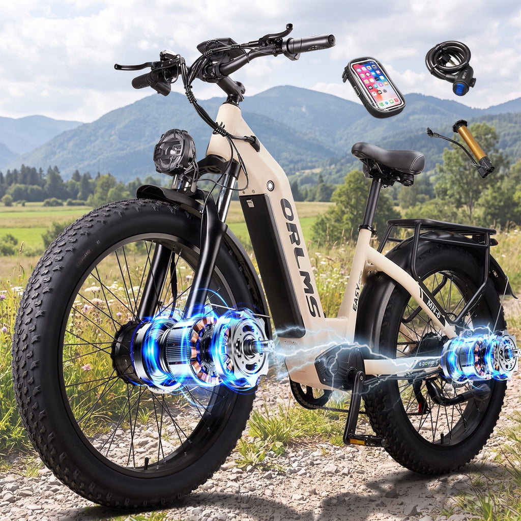 Dual Motor Electric Bike for Adult, 26 x4 Fat Tire Electric Bike, Up to 8000W Peak, 52V 23Ah Built-in Lithium Battery, Up to 45MPH & 105 Miles Range, Off-Road & Urban Riding Electric Bikes