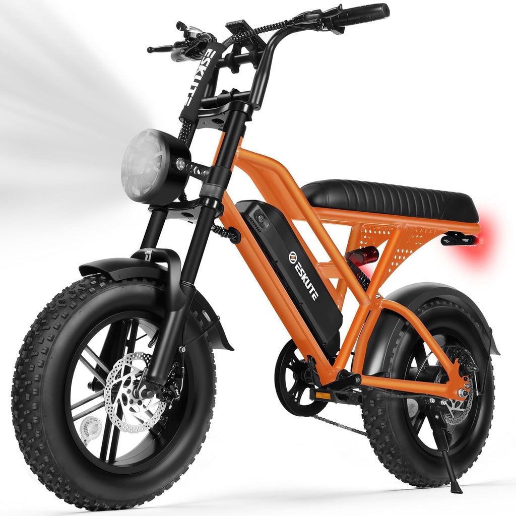 ESKUTE Electric Orange Bike for Adults – 500W Motor 48V 13Ah Battery, 19MPH, 16x4.0 Fat Tire E-Moped, 7-Speed, Up to 60 Miles, Commuter E-Bike for Adul UL2849 Electric Bikes