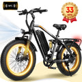 ESKUTE M300 Electric Bike for Adults, Full Suspension Fat Tire Mountain Ebike, 52V 20.8Ah Removable Battery, 1200W Motor, Up to 33MPH, 80 Miles Electric Bicycle Black, UL2849 Electric Bikes