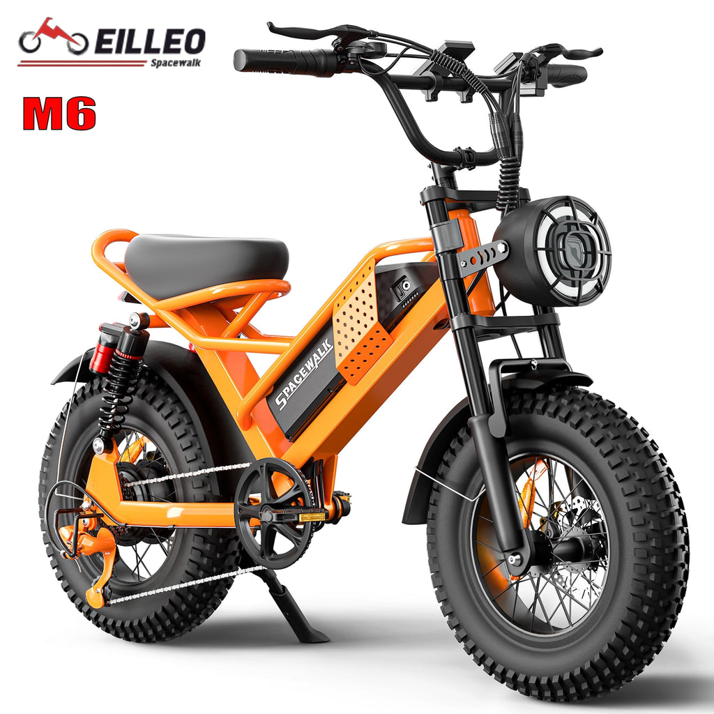 Eilleo Spacewalk M6 Electric Bike for Teens Adults, 16 Fat Tire Ebike with 1500W Peak Motor, 21.7 mph Max Speed, 48V 15Ah Removable Battery, 4X Suspension, UL2849 Electric Bikes