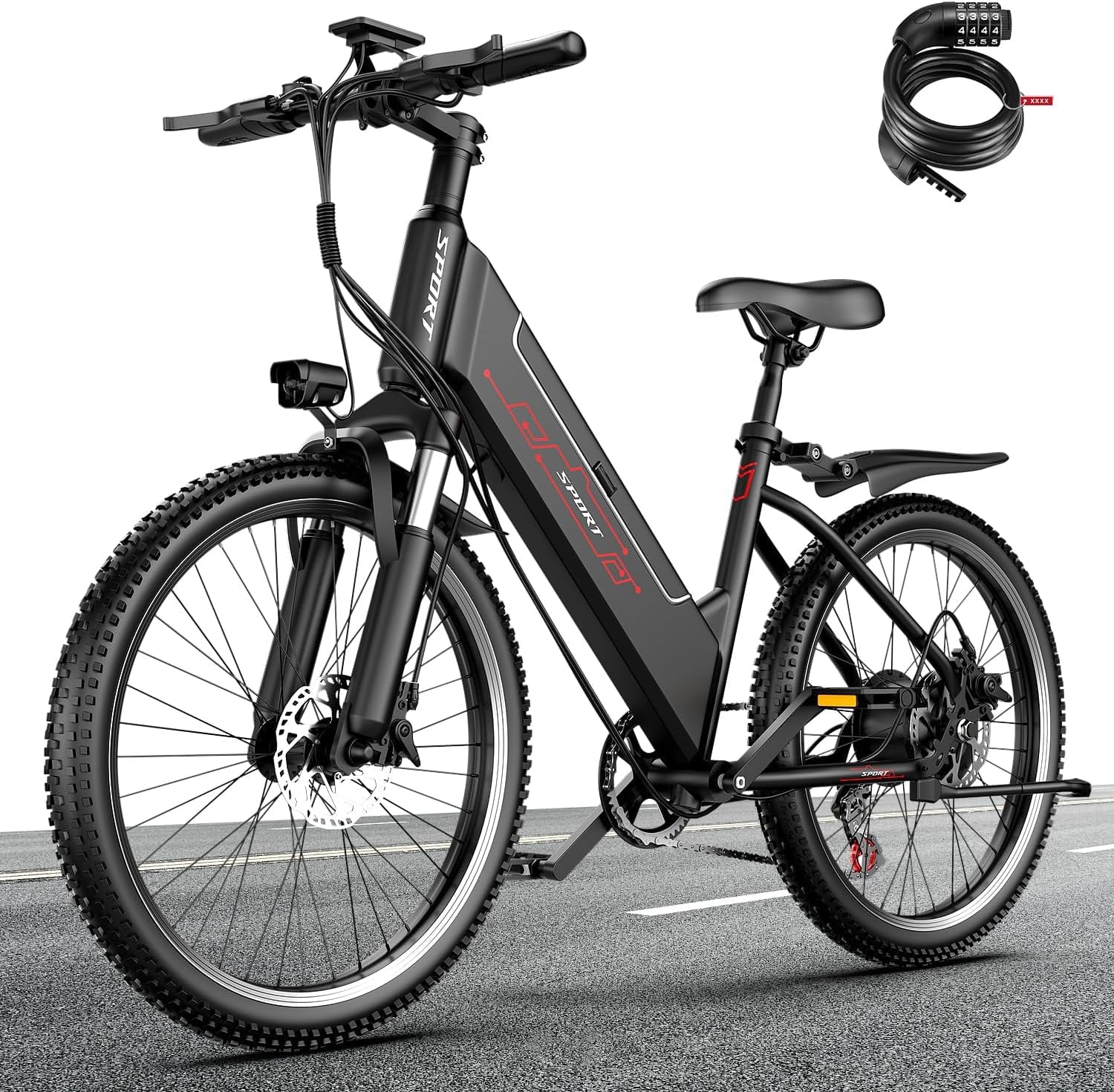 Electric Bike for Adults, 1500W Peak E bike with 48V 12Ah Internal Removable Battery, 26 Electric Bicycle Up to 25MPH, 65 Miles Long Range, 5 Modes & 7 Speeds, Lightweight Cruiser E-bike for Commute Electric Bikes