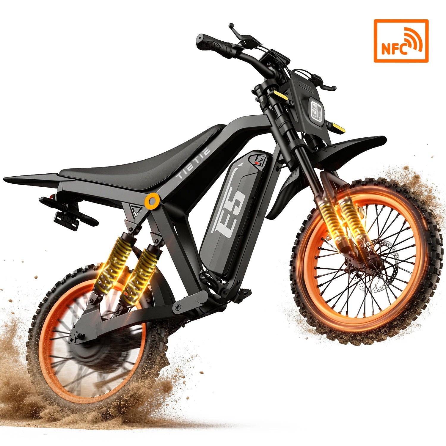 TieTie Electric Dirt Bike for Adults & Teens, 1500W Peak Motor, 32MPH 48V 20Ah Battery, Off-Road Fat Tire Electric Motorcycle, UL2849 Electric Bikes