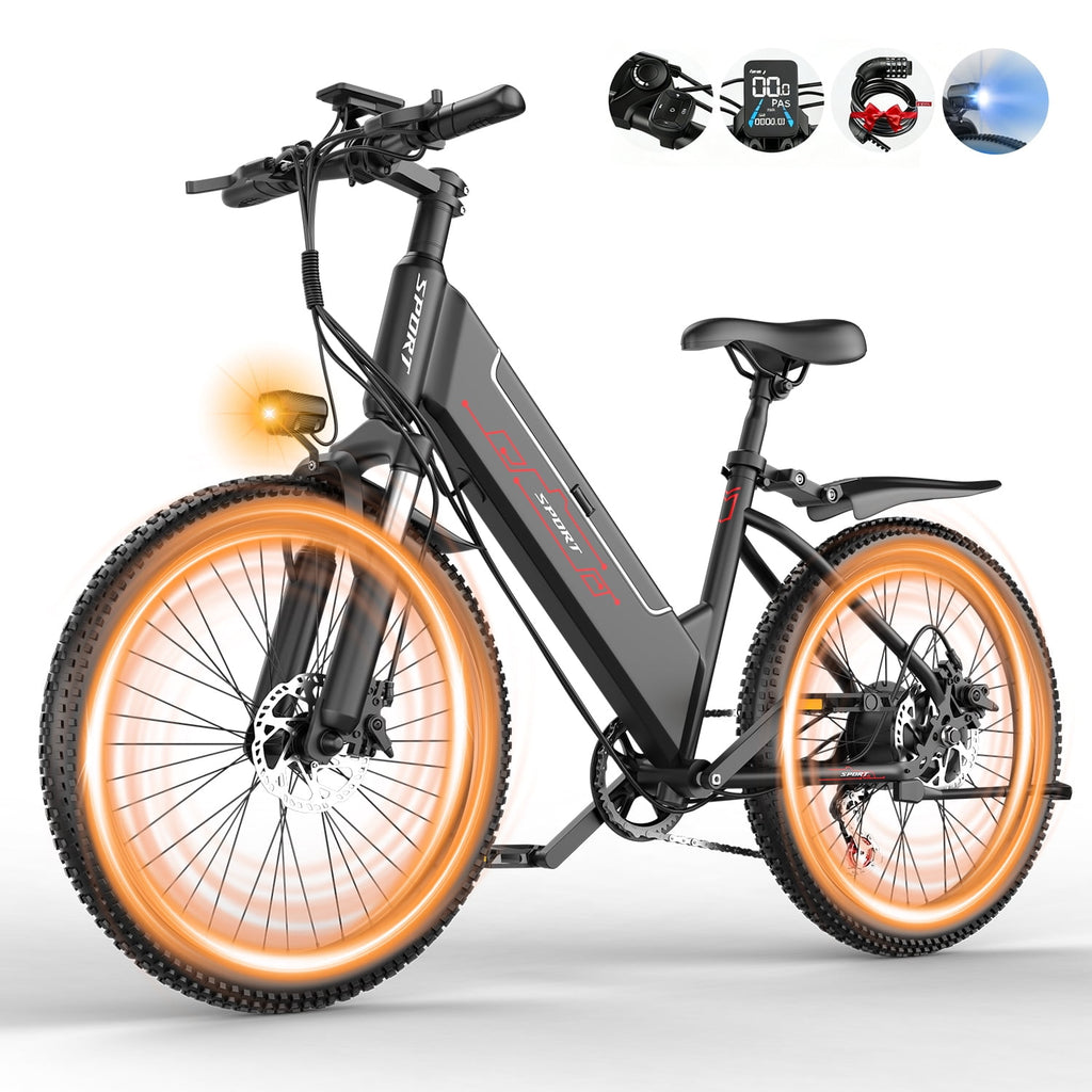 F26-1500W Off-Road Electric Bike, 26 Tire 55 Miles Electric Bike ,48V 10.5 Internal Battery (Removable), Top Speed 30MPH, Electric Mountain Bike Beach Bike, Professional 7 Speed UL2849 Electric Bikes