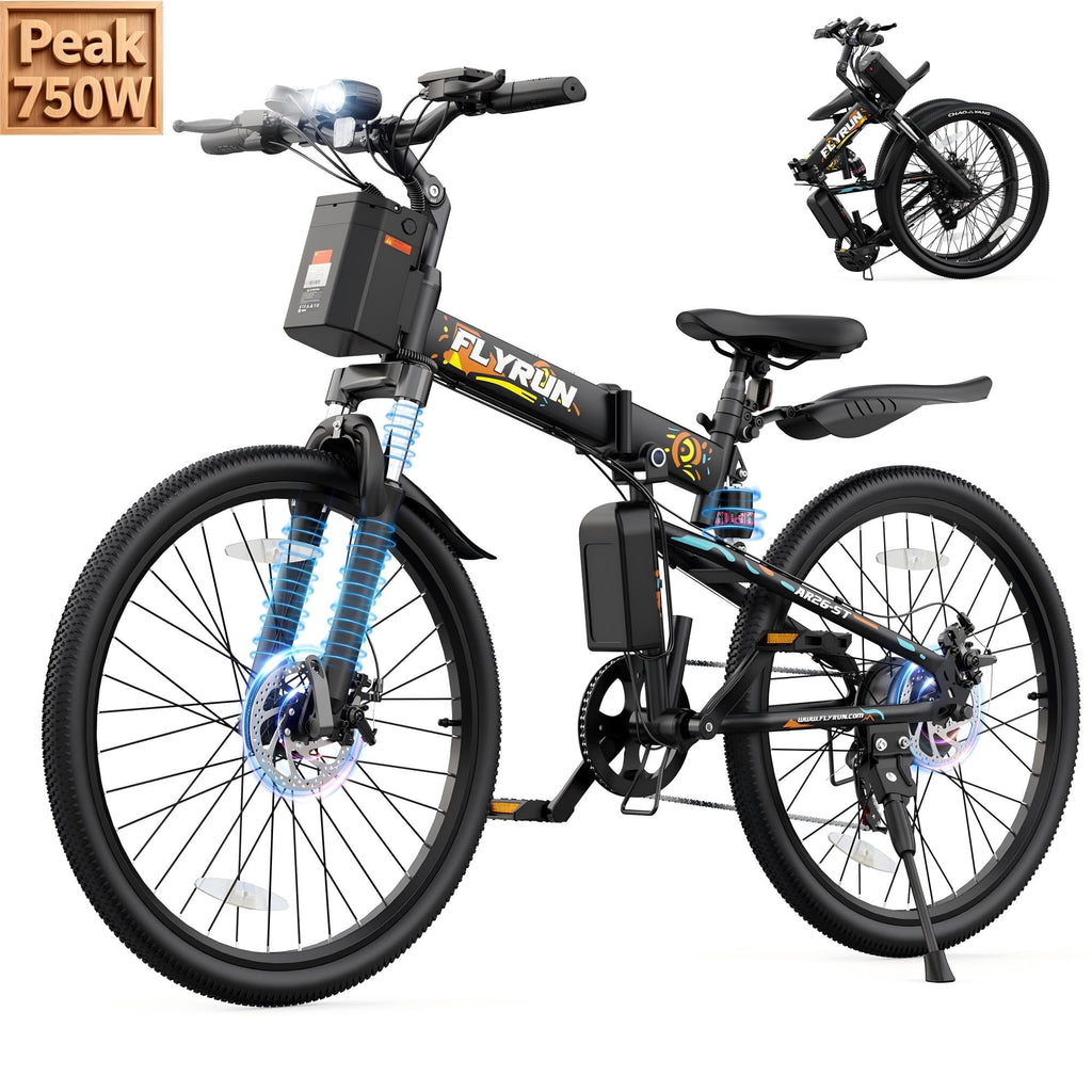 FLYRUN 26 Electric Bike for Adults,Folding Ebike with Peak 750W Motor,48V 374.4Wh Removable Battery,LCD Display,up to 20 mph,UL2849 Electric Bikes
