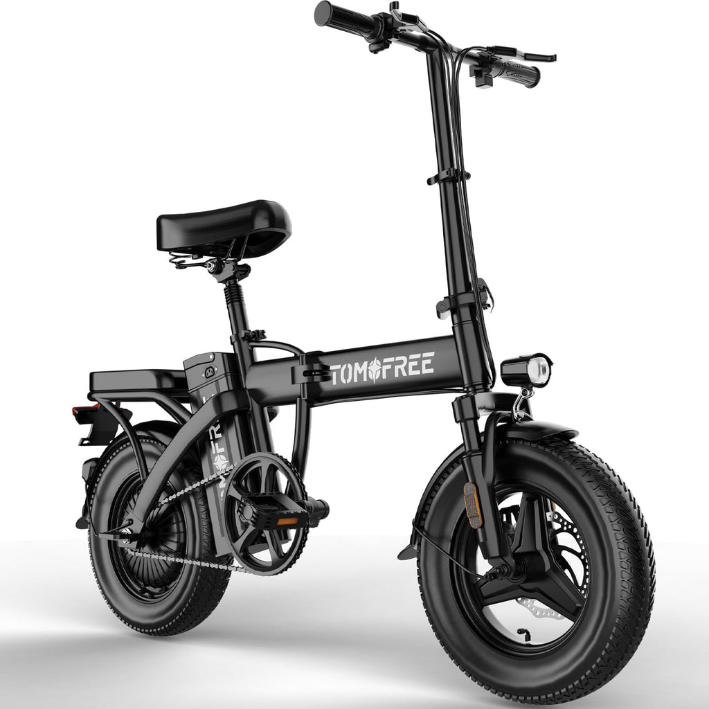 Folding Electric Bike 48V 20AH Removable Battery 20-25MPH 14''x 2.1'' Tire, 25-35miles PAS, Front/Full Suspension, 200lbs Load Ebike for Adult, Adult Electric Bicycles for Commute Electric Bikes