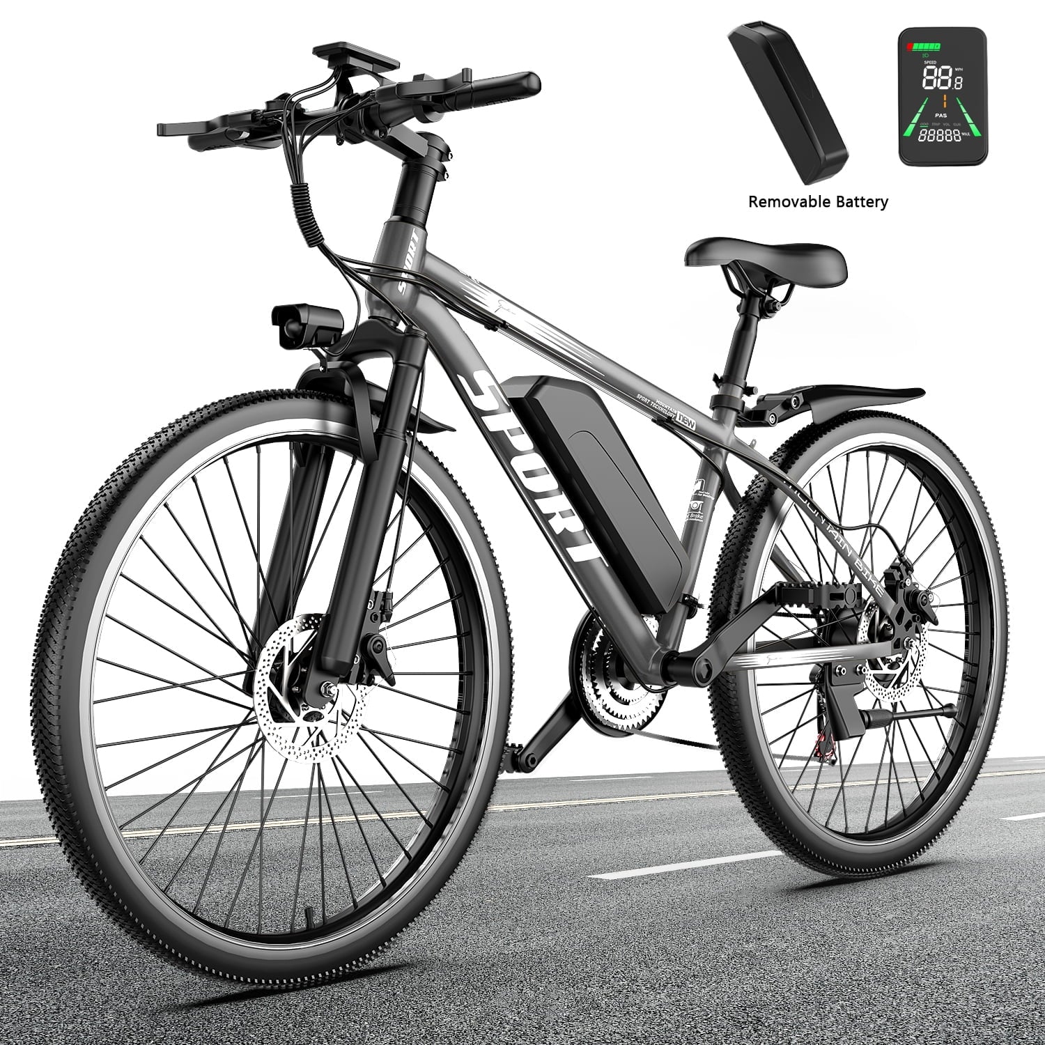 G26Electric Bike for Adults, 26 750W Peak Motor, 65 Miles 28MPH Ebike, 480Wh Battery Electric Bicycle for Adults 7 Speed Electric Bicycles Front Fork Suspension,UL2849 Electric Bikes