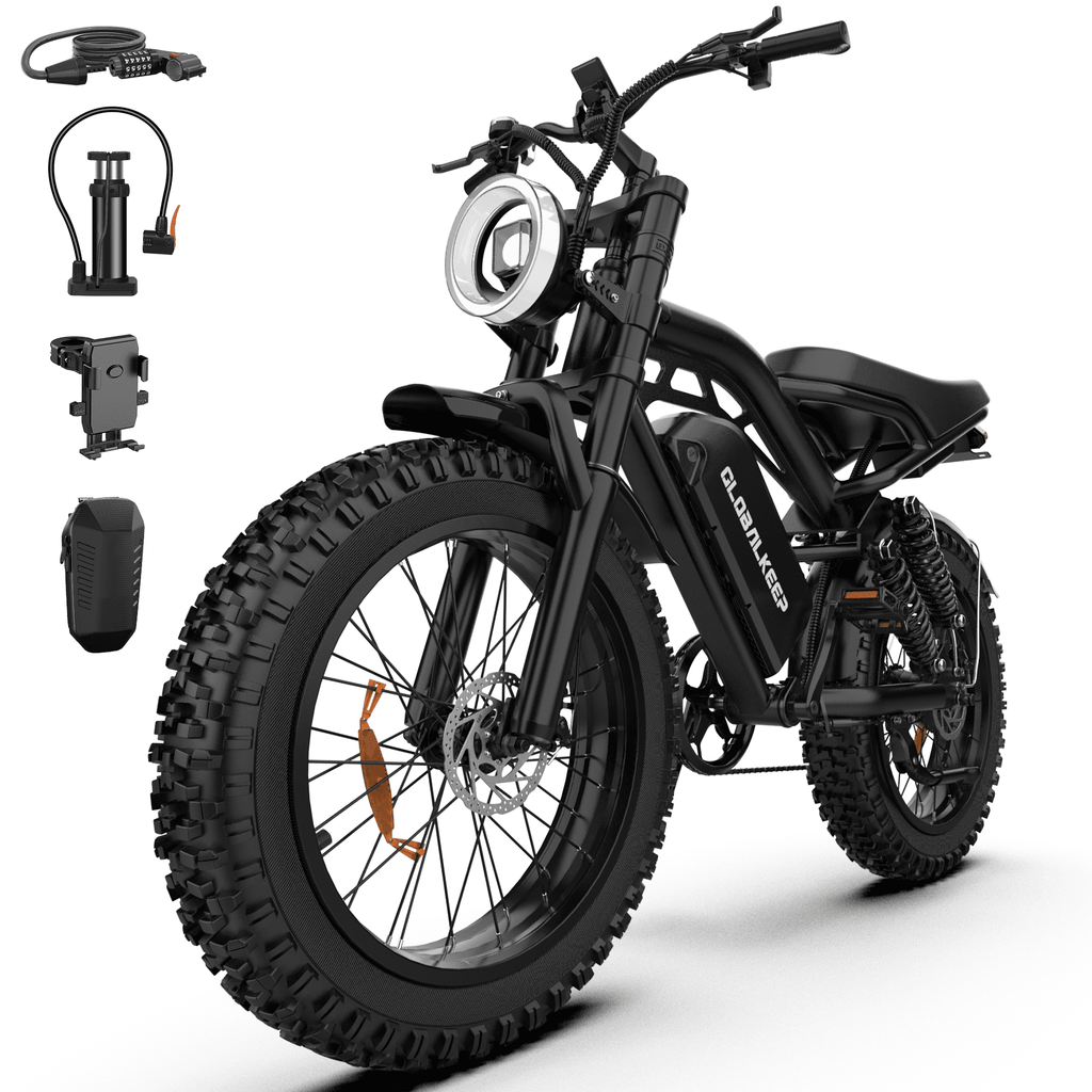 GlobalKeep Electric Bike for Adults, 750W Peak 1500W Motor, 20x4 Fat Tire Mountain Bike, 48V/20Ah Battery, UL2849 Electric Bikes