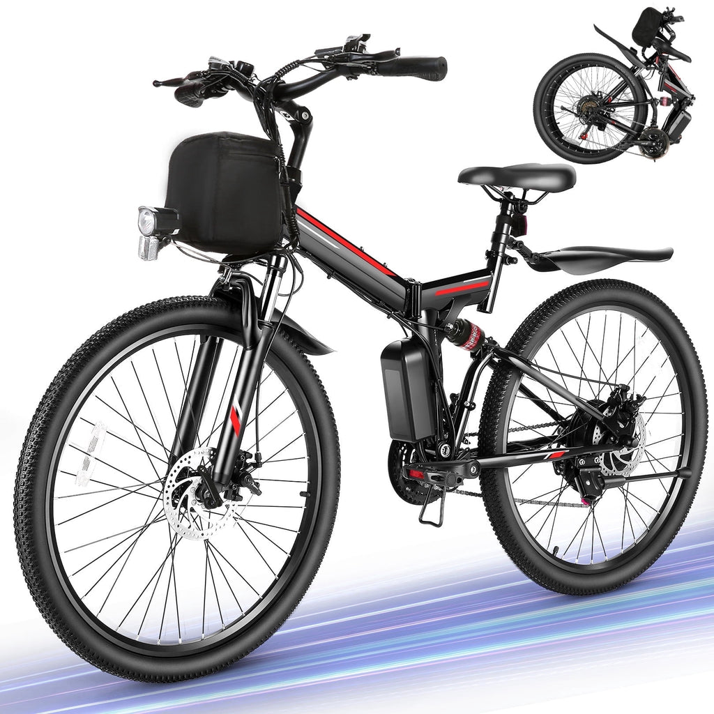 Gocio 26 Folding Electric Bike for Adults, 750W Peak Motor E-Mountain Bike, 19.8MPH, 48V 7.8AH Battery Ebike , 21-Speed Electric Bicycle, UL2849 Electric Bikes