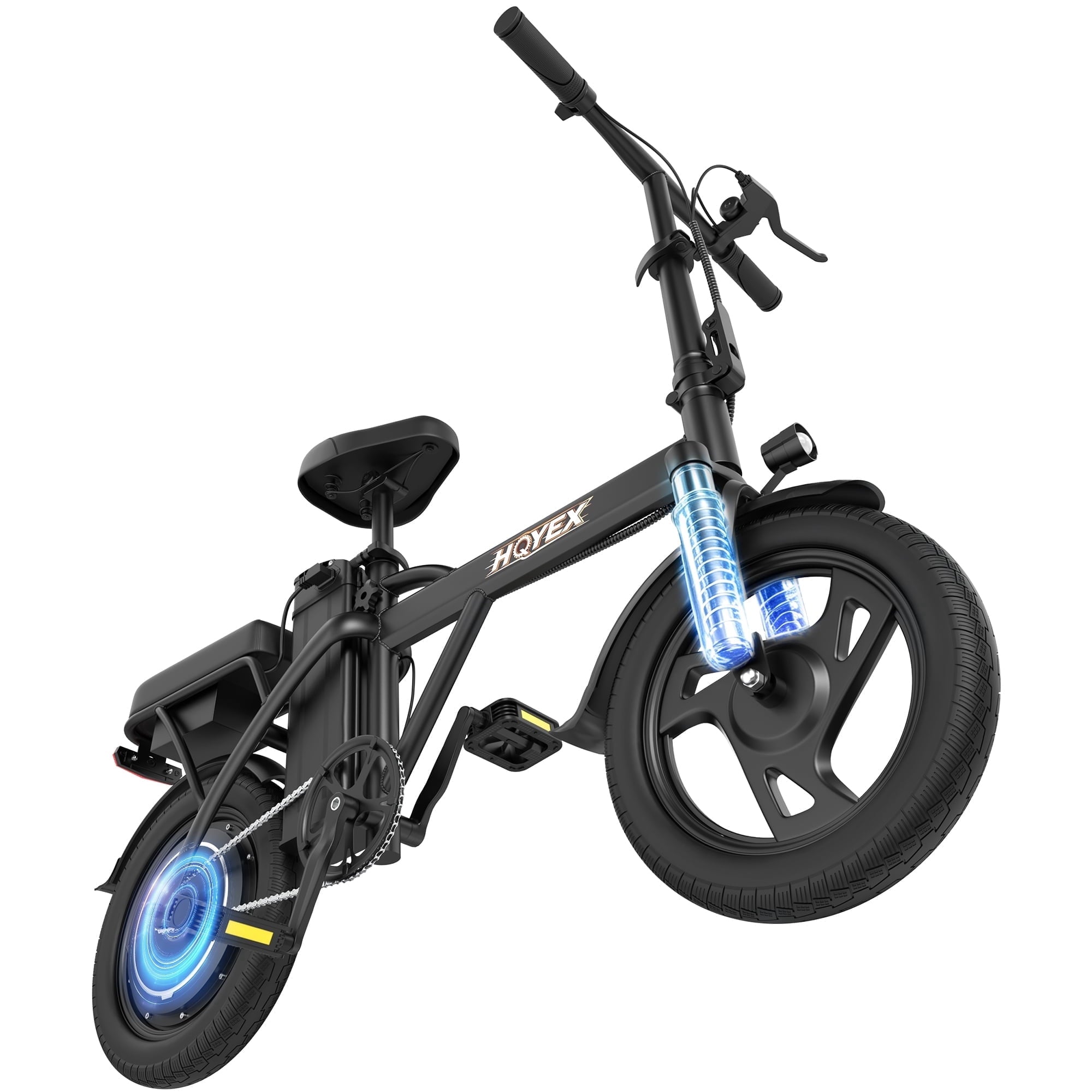 HQYEX HQ14PRO 500W Adult Electric Bicycle, 14 Inch Fat Tire Ebike with 48V 9Ah Rechargeable Battery, Max Speed 22MPH, Dual Brakes & Full Suspension, Adjustable Seat, Perfect for Commuting E Bike Electric Bikes