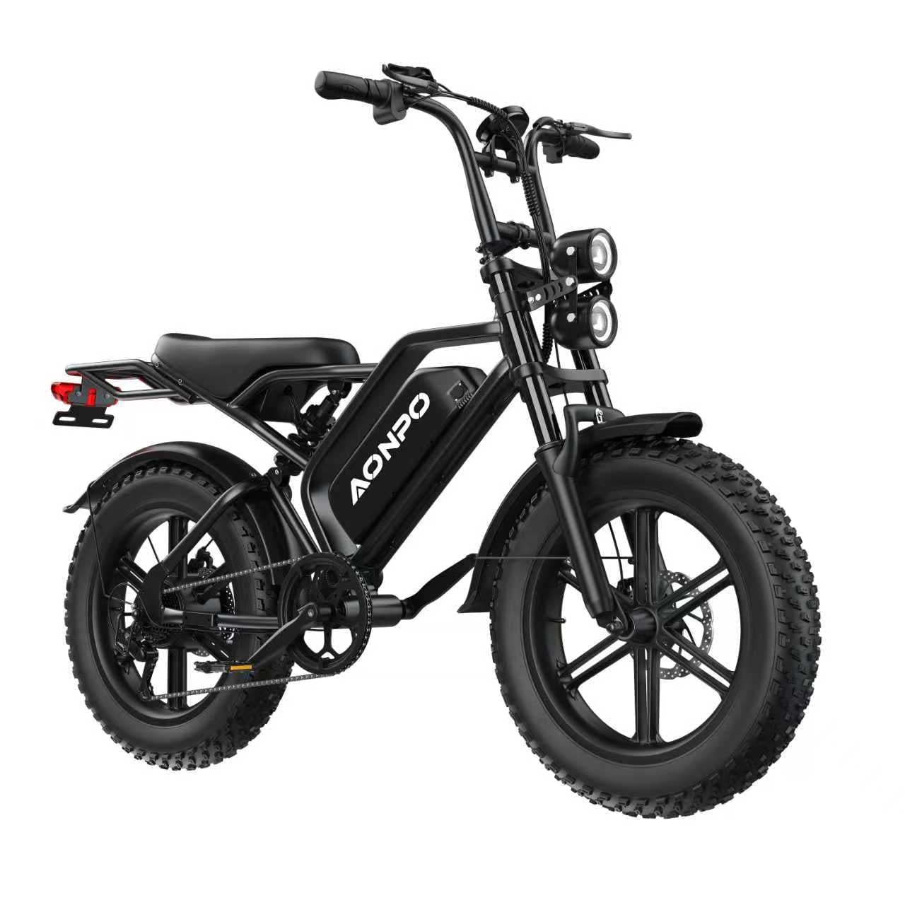 JVV P20 20 Fat Tire Electric Mountain Bike, 750W Motor, 52V 20Ah Battery, 28MPH, 45-Mile Range, Shimano 7-Speed, Front/Rear Suspension Electric Bikes