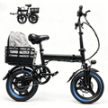 OwnGold 14IN Folding Electric Bicycles for Adults Teens with Basket,500W Peak Motor Up to 20 mph Range 30 Miles,36V 12Ah Removable Battery,Commuter/Shopping Mini Ebike,UL 2849 Electric Bikes