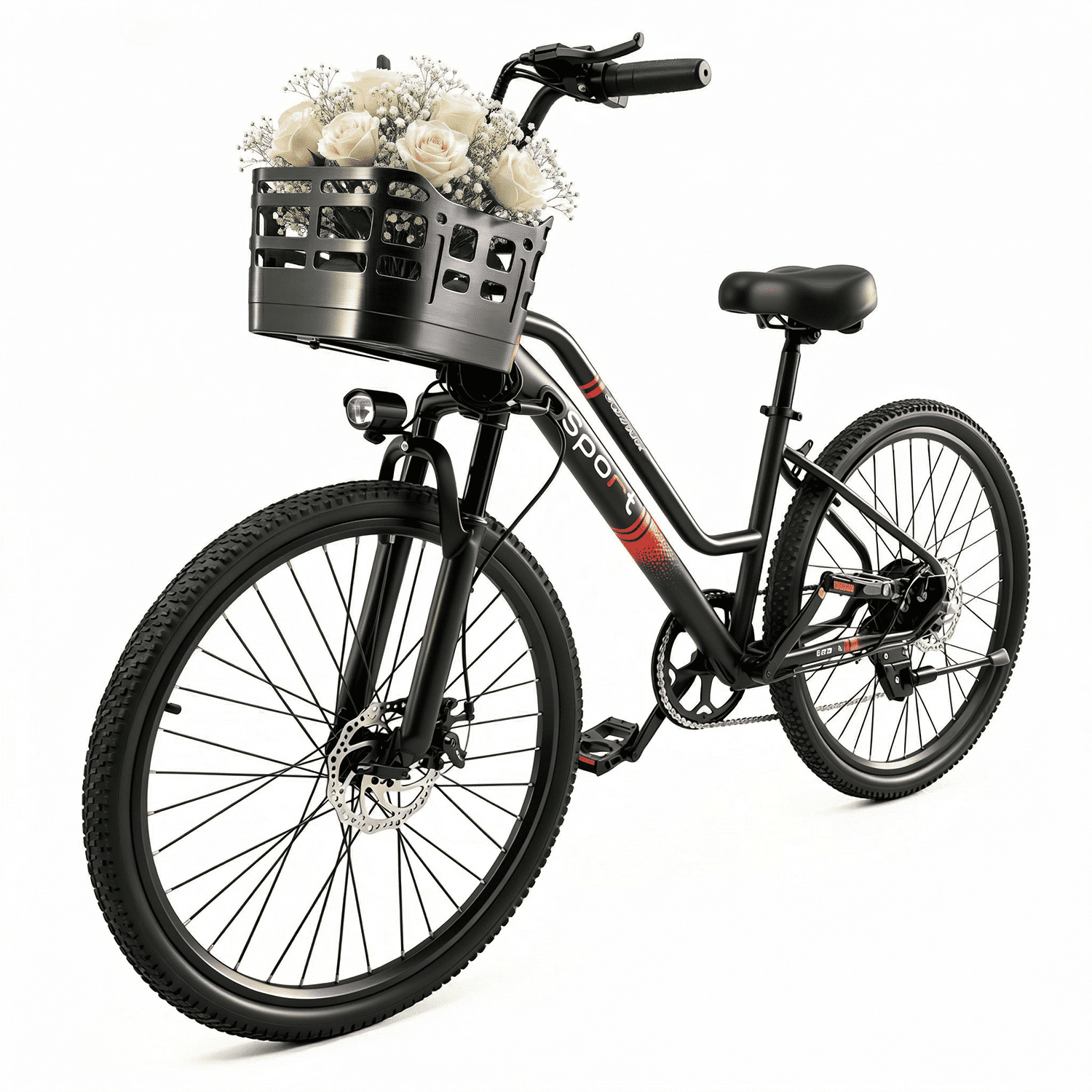 OwnGold Electric Bike with Basket,750W Peak Motor 25MPH 35+ Miles,432Wh Battery,26Commuter Ebike for Adults,7-Speed,UL2849 Electric Bikes