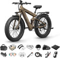 PUCKIPUPPY Electric Bikes for Adults 130Miles Long Range E Bike 1350W 28 mph Dual Battery Ebike (48V 15AH + 48V 15AH) 26 Fat Tire Full Suspension E Mountain Bike 8 Speed, Comply with UL2849 by SGS Electric Bikes
