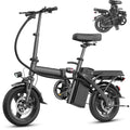 Portable Terrosor Electric Bicycle - 14 Foldable Design, Dual Disc Brakes, 20mph Max Speed, Includes Storage Basket Electric Bikes