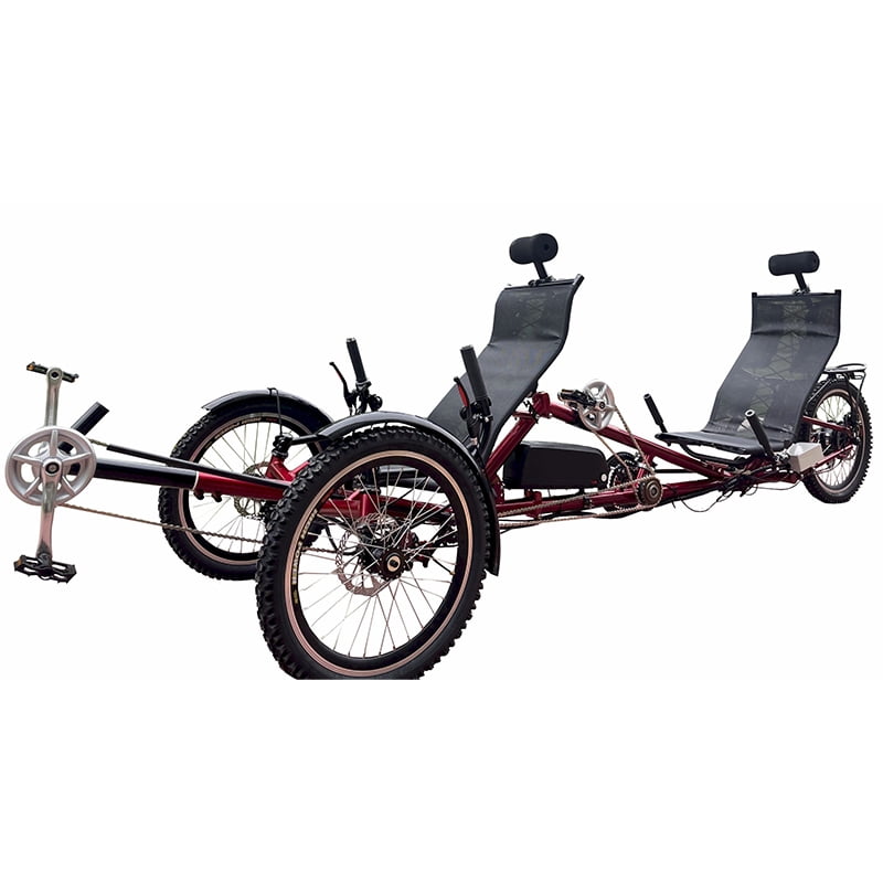 Recumbent 3 Wheel Electric Bike with 500W Motor- Electric 2 Seater Tandem Trike – Adjustable Seats Electric Bikes
