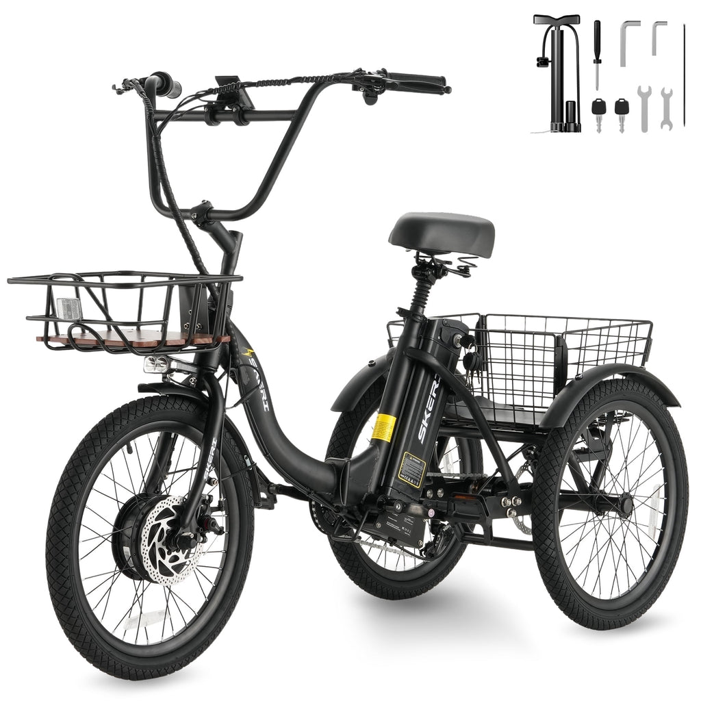 Electric Scooter Tricycle for Adults, 20” Folding Electric Trike,3 Wheels Electric Bicycle Bikes, Peak 1000W Step-Thru Etrike with 36V 13Ah UL2849  Removable Battery and Large Basket for Women Men Electric Bikes