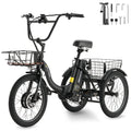 Electric Scooter Tricycle for Adults, 20” Folding Electric Trike,3 Wheels Electric Bicycle Bikes, Peak 1000W Step-Thru Etrike with 36V 13Ah UL2849  Removable Battery and Large Basket for Women Men Electric Bikes