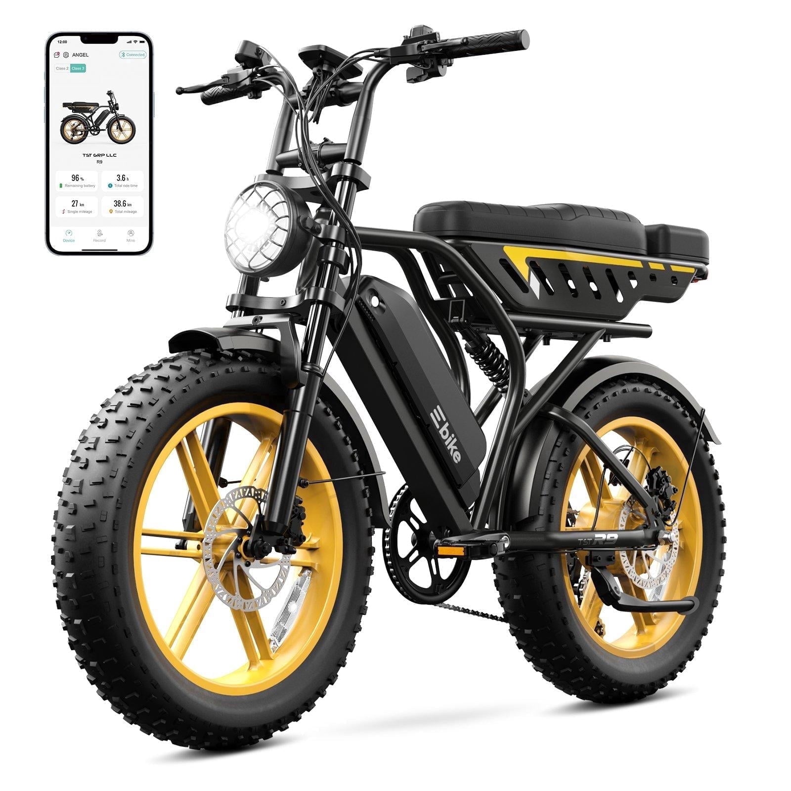 TST Electric Bike for Adults, 750W Peak 1500W Motor, 20x4 Fat Tire E Bicycle, E Mountain Bike, 48V/15AH UL2849, App Control Electric Bikes