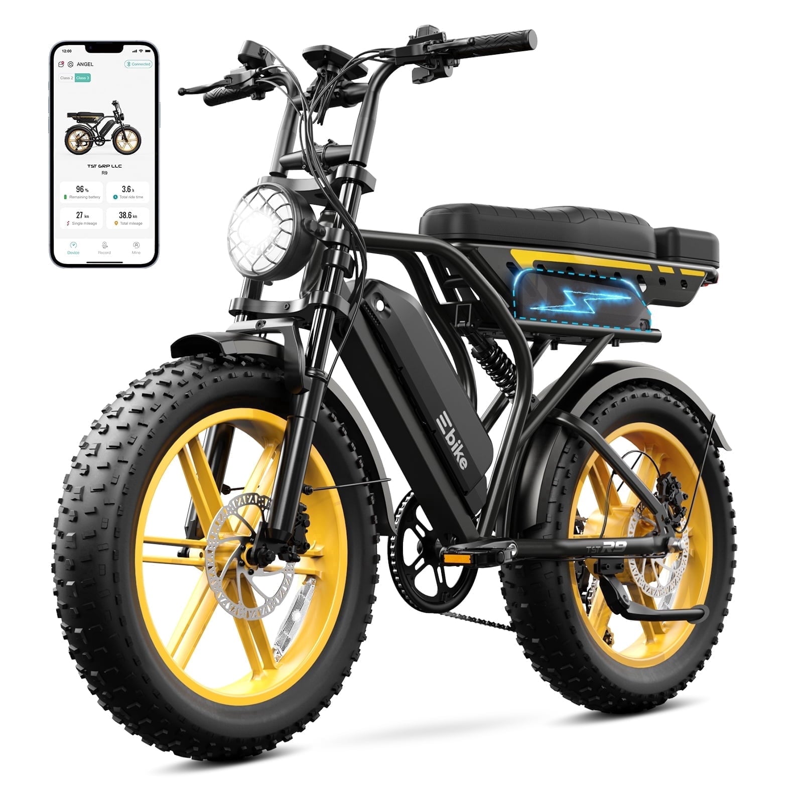 TST Electric Bike for Adults, 750W Peak 1500W Motor, 20x4 Fat Tire E Bicycle, E Mountain Bike, 48V/15AH UL2849, App Control Electric Bikes