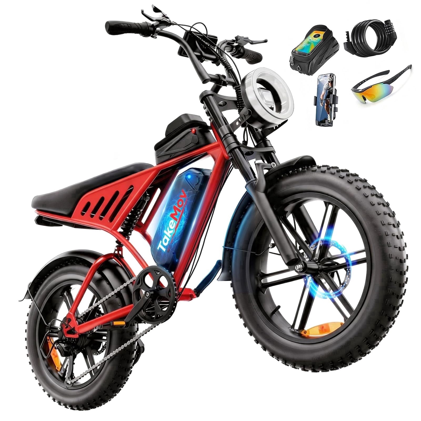 TakeMov Electric Bike for Adults, 750W Peak 1500W Motor, 33MPH & 60 Miles, 20x4 Fat Tire E-Mountain Bike, NFC Unlock, 48V/15AH, UL2849 Certified Electric Bikes