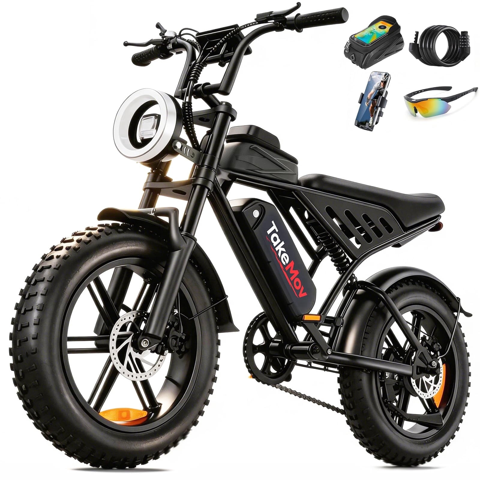 TakeMov Electric Bike for Adults, 750W Peak 1500W Motor, 33MPH & 60 Miles, 20x4 Fat Tire E-Mountain Bike, NFC Unlock, 48V/15AH, UL2849 Certified Electric Bikes