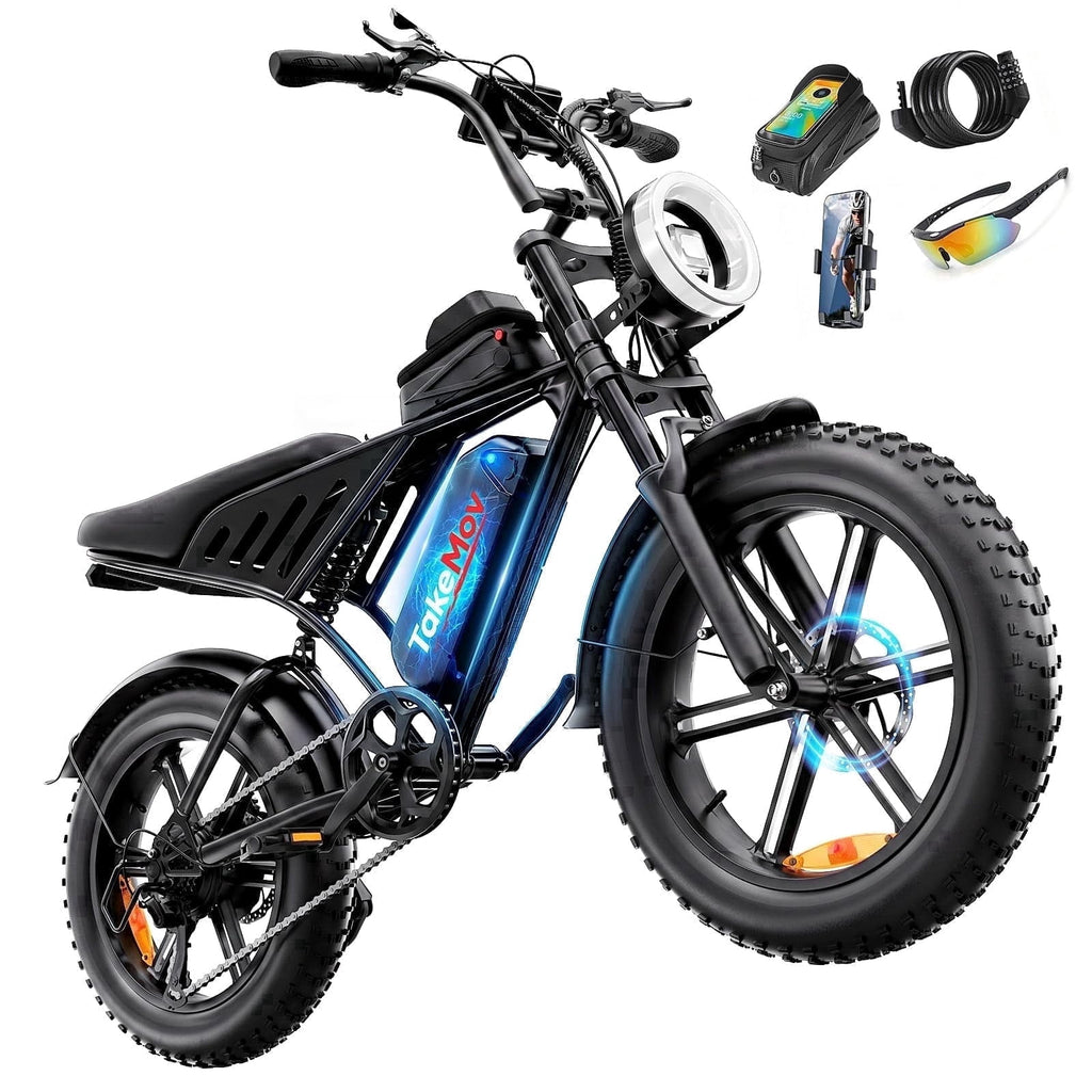 TakeMov Electric Bike for Adults, 750W Peak 1500W Motor, 33MPH & 60 Miles, 20x4 Fat Tire E-Mountain Bike, NFC Unlock, 48V/15AH, UL2849 Certified Electric Bikes