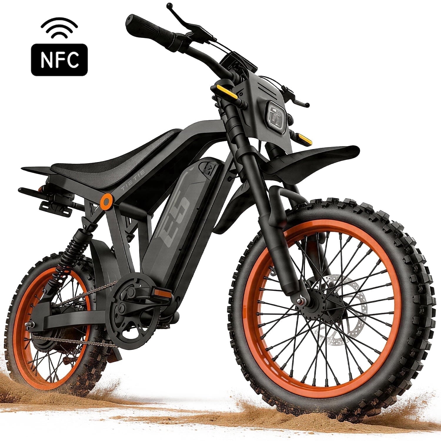 Tie Tie Electric Bike for Adults & Teens, Fat Tire E-Mountain Bicycle,Peak 1500W Motor 48V 20Ah 7-Speed EBike UL2849, LCD Display with NFC Unlock Electric Bikes