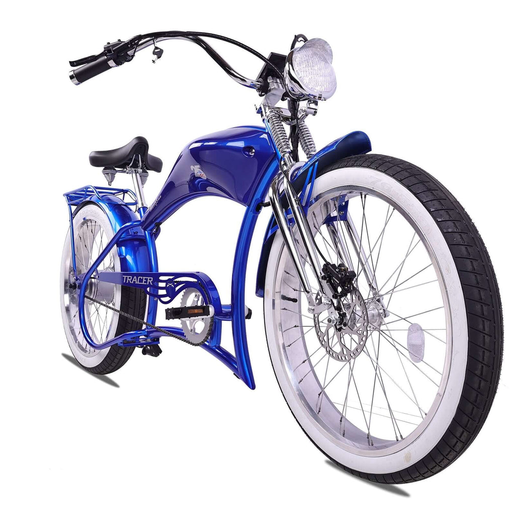 Tracer Twenty5 DS Cruiser E-bike, 26 Wheels, 800W Rear Motor, 48V/17.5Ah Battery, 5 PAS, Supsension Fork, Disc Brake, for Men, Blue Electric Bikes
