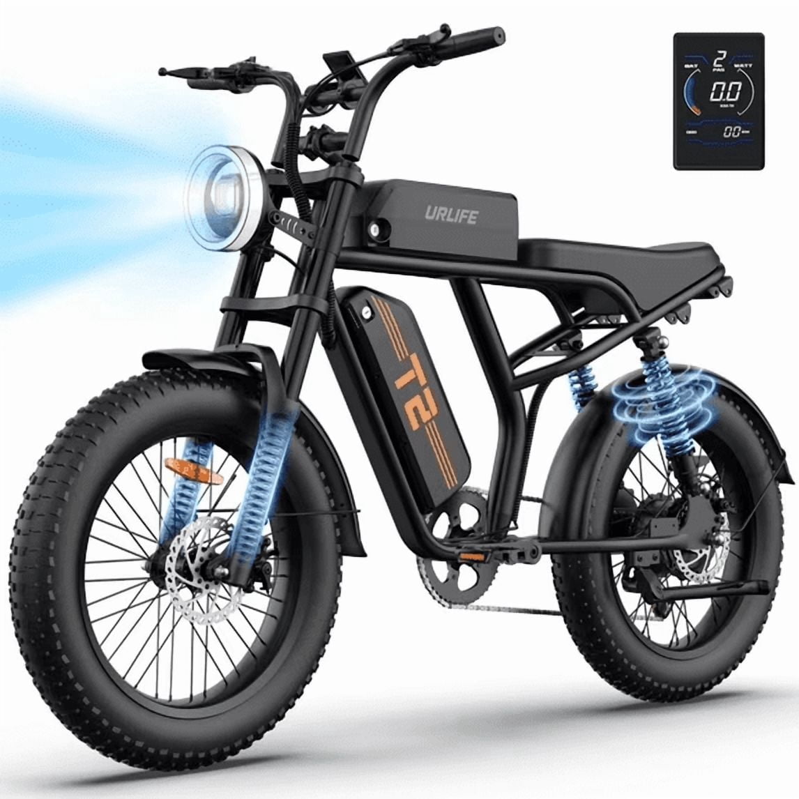 URLIFE 1500W Electric Bike for Adults,204.0 Fat Tire Ebike,48V 15.6Ah Removable Battery,7-Speed E-Mountain Bikes,All-Terrain Off-Road Electric Bicycle,UL2849 Certified(Black) Electric Bikes