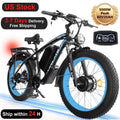 (US in Stock) 5000W Peak Dual Motor Electric Bike for Adults , 60V 25AH Removable Battery Ebike , 45-50MPH AWD 21-Speed Mountain E-Bike with 26 x 4.0 Fat Tire, Off-Road Snow EBikes Electric Bikes