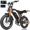 ESKUTE V200 Electric Bike for Adults, Dirt E-Bike 29MPH 48V20.8Ah Battery 80 Miles,20x4.0 Fat Tire, NFC Unlock, 7-Speed Dual Suspension, Black with Rear Rack & Footrests, UL2849 Electric Bikes