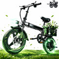 XKJ Electric Bike for Adults, Ebike, Electric Bicycle with 48V 12AH Battery,14 Folding Ebike for Teens, 21MPH,20+ Miles(MAX),500W Motor,Multi-Shock Absorption,Mini E Bikes with Baskets,UL2849 Electric Bikes