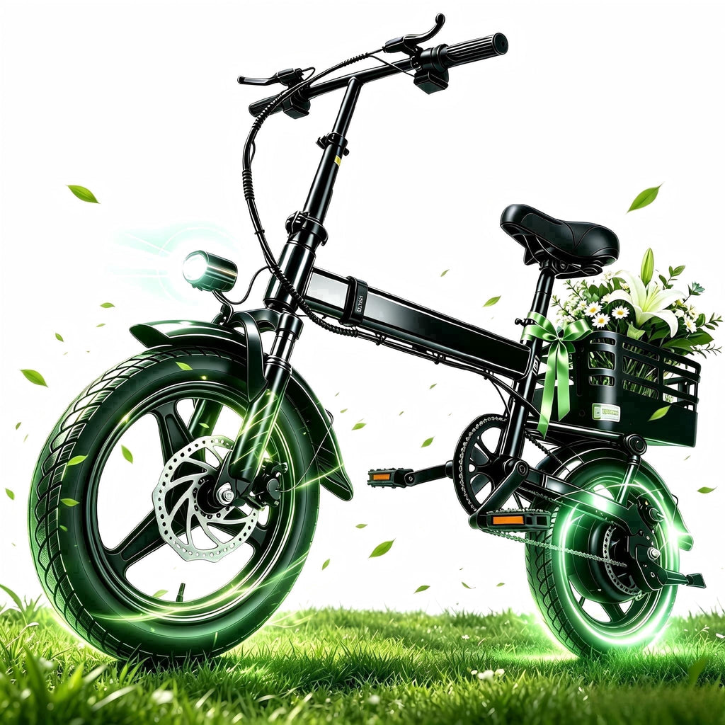 XKJ Electric Bike for Adults, Ebike, Electric Bicycle with 48V 12AH Removable Battery,14 Folding Ebike, 20MPH,20+ Miles(MAX),500W High Motor,Multi-Shock Absorption,Commuting Mini E Bikes,UL2849 Electric Bikes