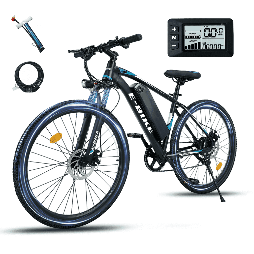 XKJQTA Electric Bike for Adults,26”Electric Mountain Bike 576Wh Battery & LCD Display, with 7-Speed, 25MPH,Ebike,Full Suspension, 800W (Peak) Motor Commuter Electric Bicycle,Lightweight Ebike,UL2849 Electric Bikes