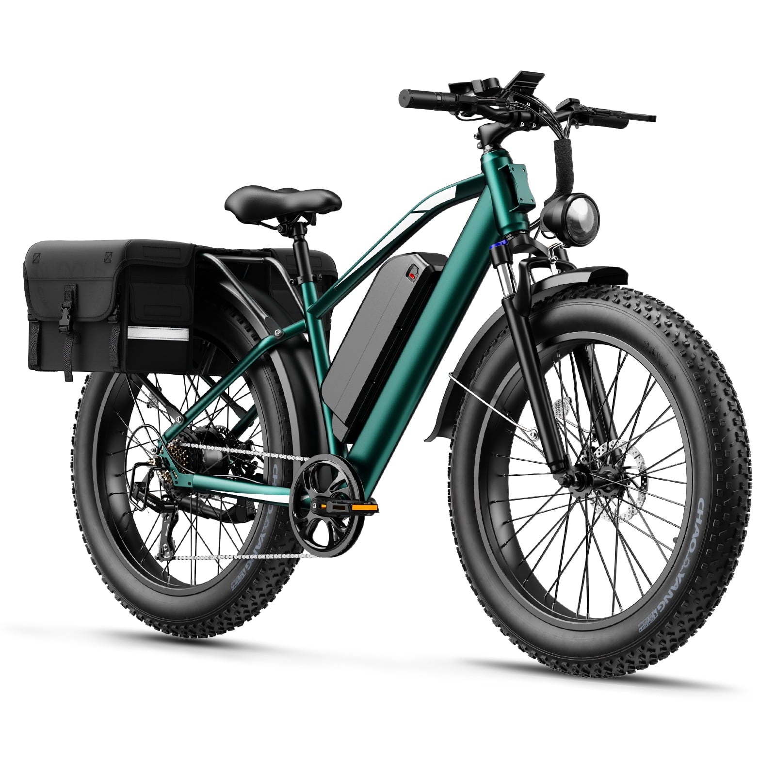 YareYi Electric Bike for Adults 26, 2000W Peak E-Mountain Bicycle, 28MPH Fat Tire Ebike, 48V 15Ah Removable Battery, 7 Speed and Front Suspension with Rear Rack UL2849 Electric Bikes