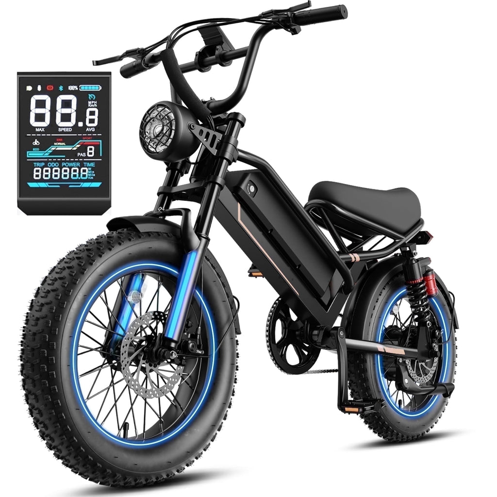 YareYi Electric Bike for Adults Teens, 2000W Peak E-Mountain Bicycle, 28MPH Fat Tire Ebike, 48V 600Wh Removable Battery Dual Suspension UL2849, 16 inch Electric Bikes