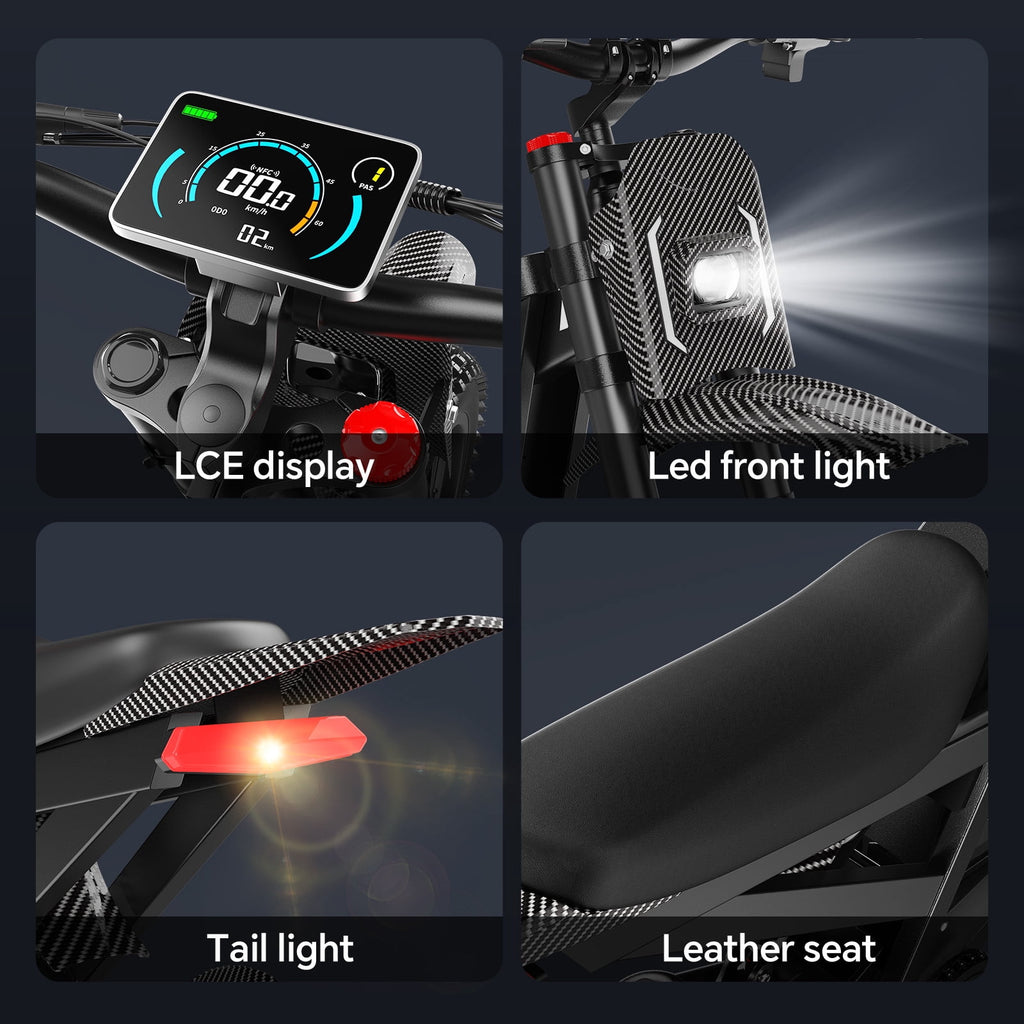 Arkveld APEX1 Electric Bike for Adults，Peak-3000W 25 Fat Tire All-Terrain E-Bike 80Miles 40MPH Electric Dirt Bike for Road Sand Mountain Snow - 48V 32AH Battery Powered Electric Motorcycle,UL2849 Electric Bikes