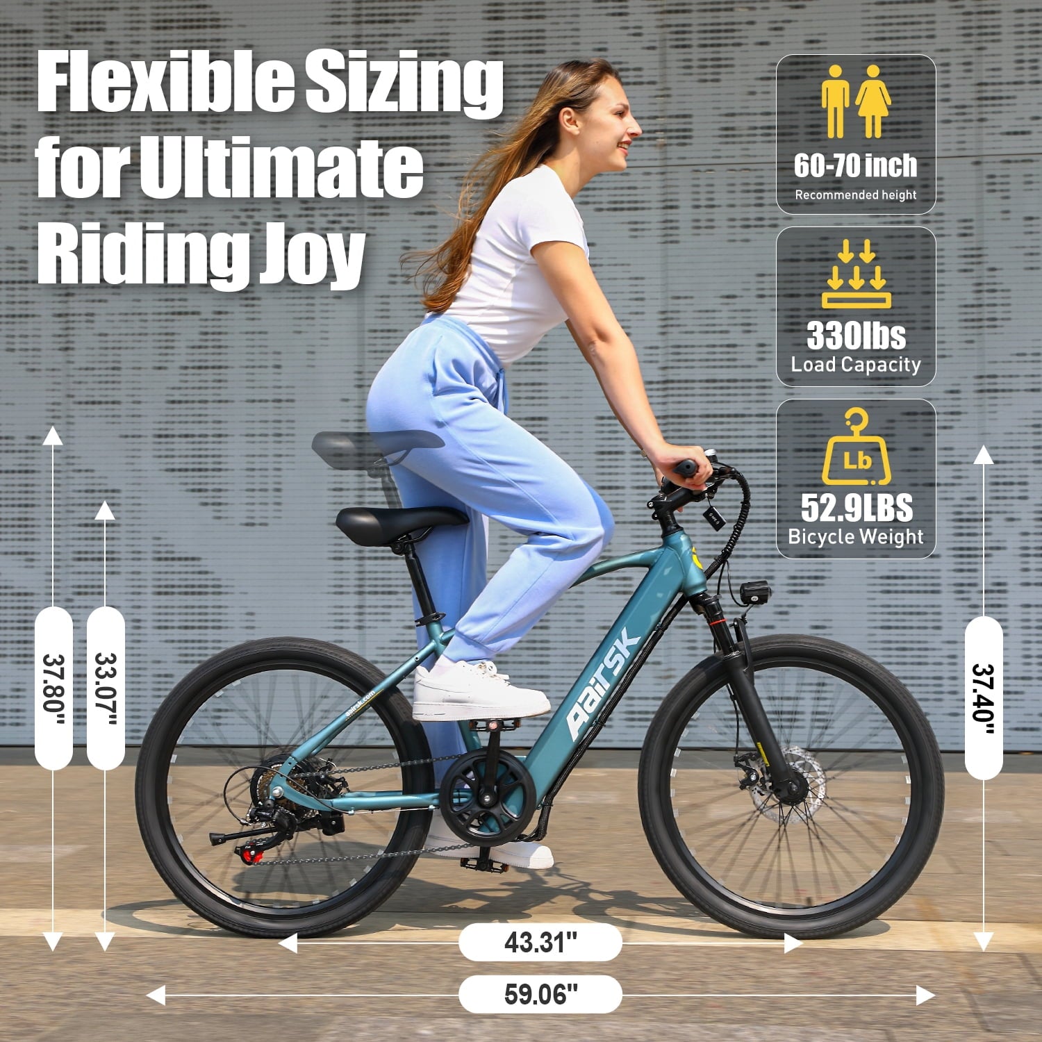 Aairsk GT300 24 Electric Bicycles for Adults,400W Motor,22MPH,36V 10AH Battery,7-Speed,40 Miles Range,UL2849 Electric Bikes