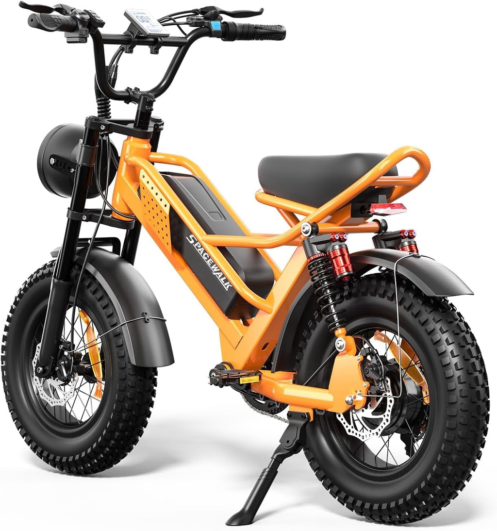 Eilleo Spacewalk M6 Electric Bike for Teens Adults, 16 Fat Tire Ebike with 1500W Peak Motor, 21.7 mph Max Speed, 48V 15Ah Removable Battery, 4X Suspension, UL2849 Electric Bikes