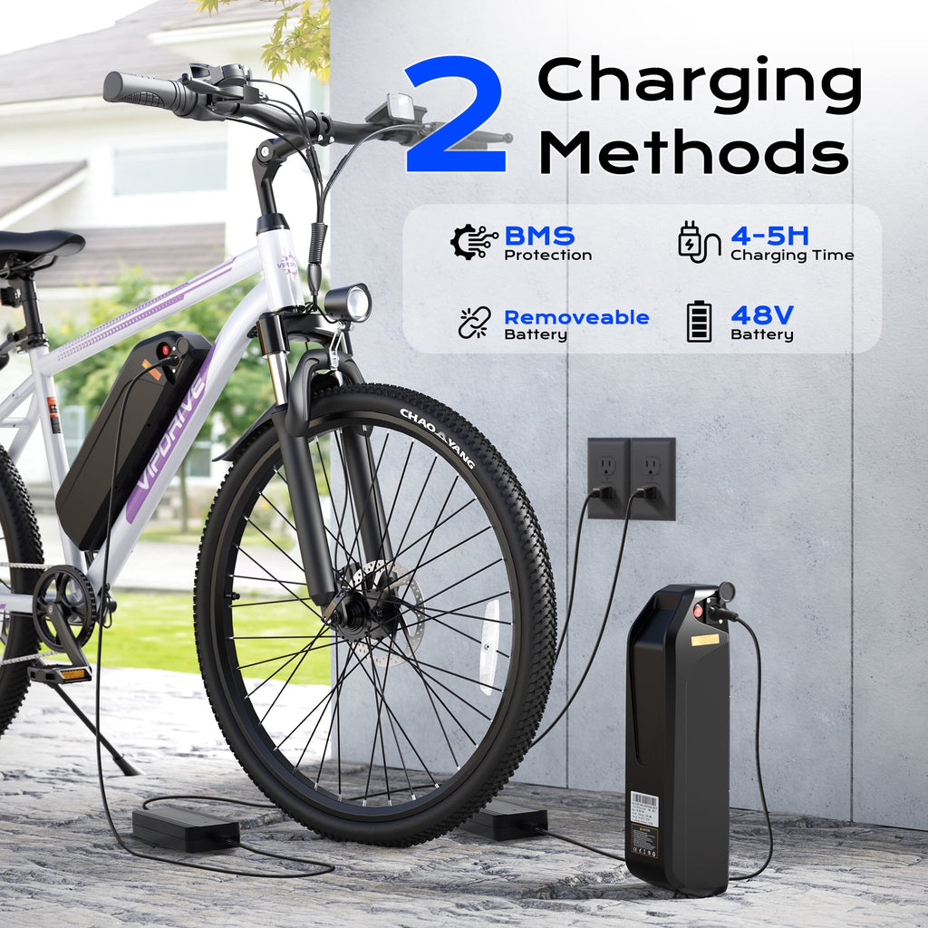 VIPDRIVE Electric Bike for Adults, 26'' 750W Peak Ebike, 48V 7.8AH Removable Battery，Up to 40 Miles 20MPH Electric Mountain Bike，Front Fork Suspension，UL2849 Electric Bikes