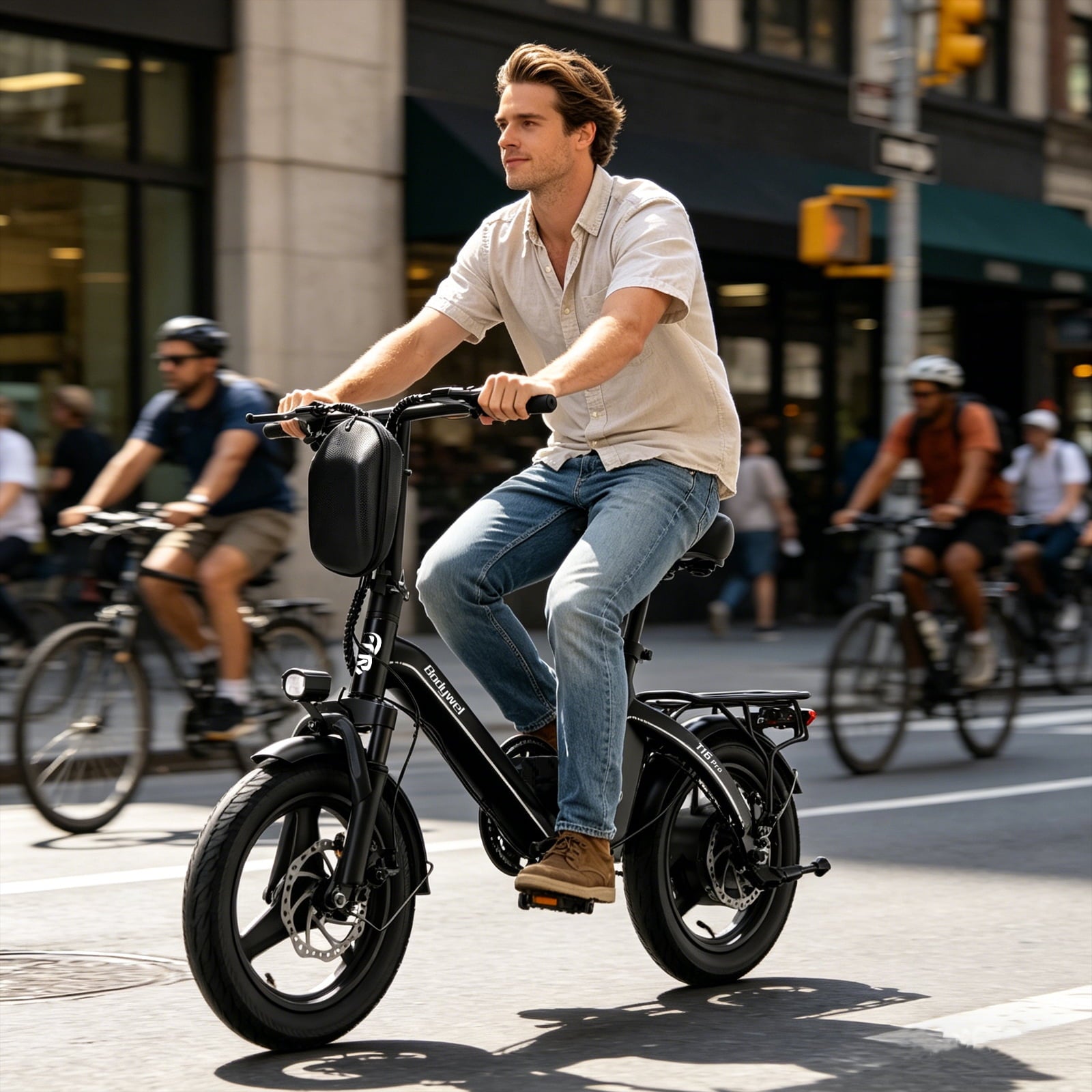 Electric Bike for Adults, Bodywel Electric Bicycle, 36V 10Ah Battery, 14 Folding Ebike for Riders, Peak 500W Motor, Commute E Bike, E-bike, UL2849 Electric Bikes