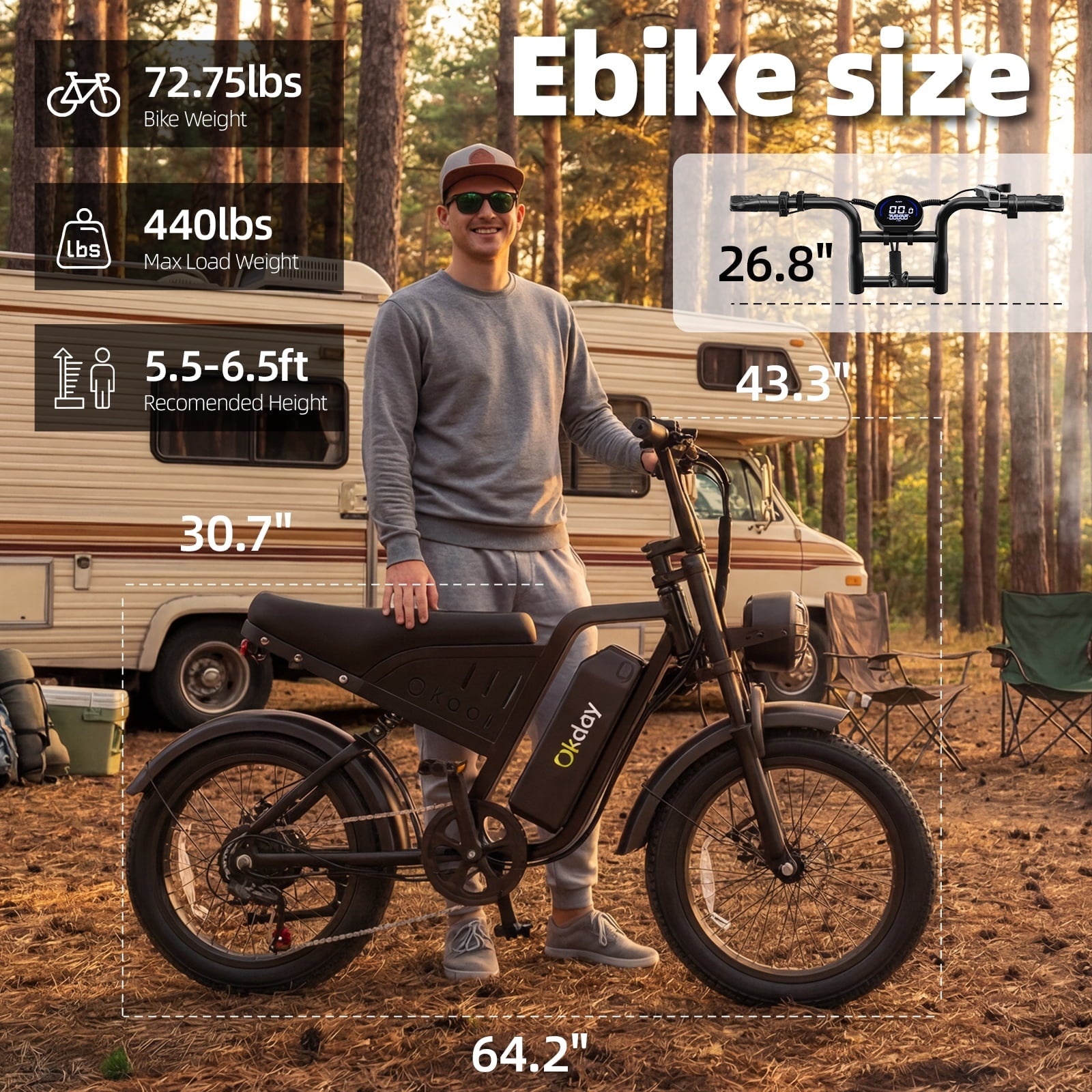 Deepower K3 Electric Bike for Adults, 1500W Peak Motor 28MPH Electric Dirt Bike, 48V 15Ah Removable Battery 20x4.0 Fat Tire Ebike, Dual Suspension 7-Speed Moped Bicycle, UL 2849 Certified Electric Bikes
