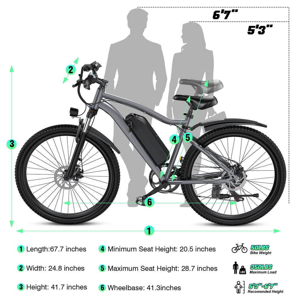 Electric Bike for Adults, 26 Commuter Ebikes with 7-Speed Gears, 25MPH, 720W Peak Motor, Removable Battery, 50 Miles Range, Electric Mountain Bicycle for All Terrain UL2849 Electric Bikes